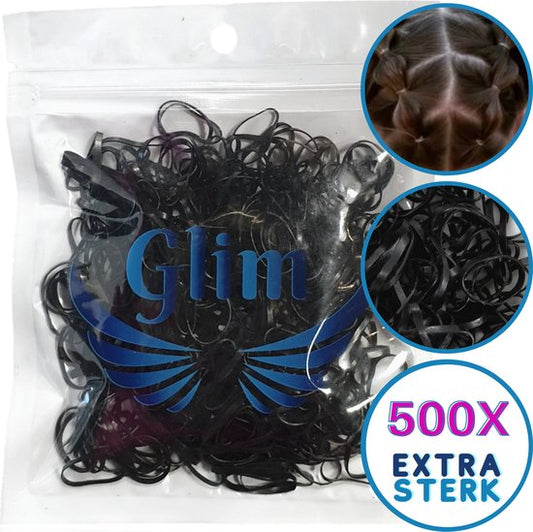 500x zwarte mini elastiekjes